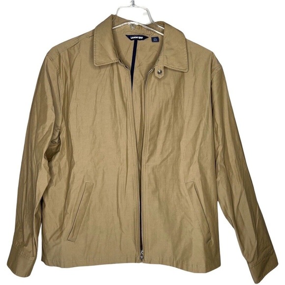 Lands End Jacket Mens Large Beige Windbreaker Casual Preppy Grandpa Grandpacore‎ - Picture 2 of 8
